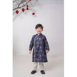 D10 - Boy’s Áo Dài Gấm Ngựa Navy Blue