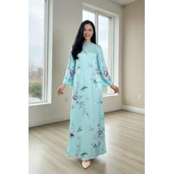 A76 - Áo Dài Dáng Suông Lụa Tô Châu Blue | Áo Only. Final sale (no return/exchange)