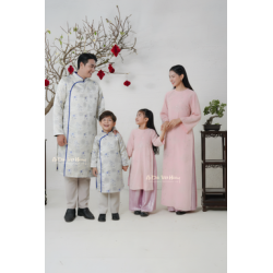 D16 - Girl’s Set Áo Dài Bé Gái (kèm quần nhũ hồng)