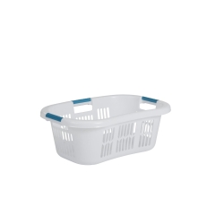 Rubbermaid Large Hip-Hugger Laundry Basket/Hamper, 1.5-Bushel, White, Stackable Storage Bin/Organizer for Bathroom/Bedroom/Dorm/Home