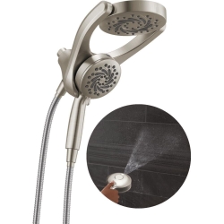 Delta 5-Setting HydroRain 2-in-1 Dual Shower Head with ProClean Spray, Brushed Nickel High Pressure Shower Head with Handheld Spray, 1.75 GPM Flow Rate, Satin Nickel 75419SN