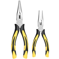 ZUZUAN Premium Long Needle Nose Pliers-6''&8'', Paper Clamp Precision, High Carbon Steel, Soft Grip with Wire Cutter, Long Nose Cutting Pliers for Home, Fishing, Jewelry, Crafts,2pcs