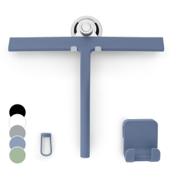 GÜTEWERK Shower Squeegee for Glass Doors, Silicone Window Squeegee, Bathroom and Glass Cleaning - Blue - 11 Inch