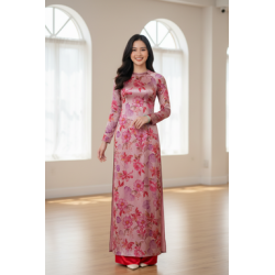 A33 - Áo Dài Lụa Tiêu Giao Xà Cừ Đỏ | Áo Only