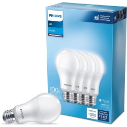 Philips LED Basic Frosted A19 Non-Dimmable, Eye Comfort Technology, 450 Lumen, Daylight(5000), 5.5W=40W, E26 Base, 4PK
