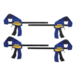IRWIN Quick-Grip 1964758 One-Handed Mini Bar Clamp 4 Pack, 6", Blue