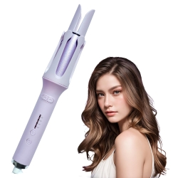 Automatic Curling Iron,Hair Curler Rotating Wand,Anti-Scald,Four Speed Temperature Adjustment, Automatic Shut-Off,Anti-Tangle Rotating Curling Wand,Easy to Use Hair Curler,Dual Voltage, Purple