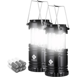 Etekcity Lantern Camping Essentials Lights, Led Flashlight for Power Outages, Battery Operated Lamp for Emergencies, Survival Gear, Hurricane Preparedness Items, Water Resistant, 2 Pack, Black