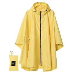 SaphiRose Unisex Rain Poncho Raincoat Hooded for Adults Women with Pockets (Yellow)