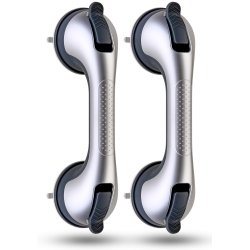 2 Pack Suction Cup Shower Grab Bars for Seniors, Heavy Duty Removable Shower Handles for Bathtubs & Showers, Bath Handrails for Elderly Assistance Products, Bathroom Safety Accessory