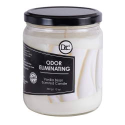 Vanilla Bean Odor Eliminating Highly Fragranced Candle - Eliminates 95% of Pet, Smoke, Food, and Other Smells Quickly - Up to 80 Hour Burn time - 12 Ounce Premium Soy Blend