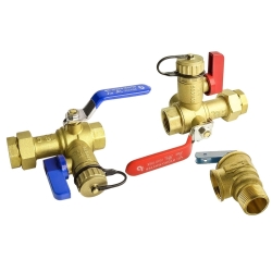 HYDRO MASTER Tankless Water Heater Service Valve Kit with Pressure Relief Valve 3/4-Inch IPS Isolator Clean Brass