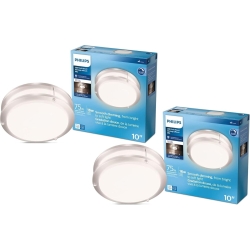 PHILIPS LED Flush Mount Double Ring Ceiling Light 2-Pack Daylight (3000K) 1200 Lumen (16W = 75W) Dimmable Brushed Nickle No Bulbs Required