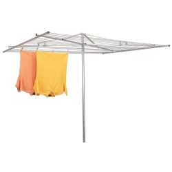 Household Essentials 17130-1 Rotary Outdoor Umbrella Drying Rack | Aluminum | 30-Lines with 210 ft. Clothesline,Silver