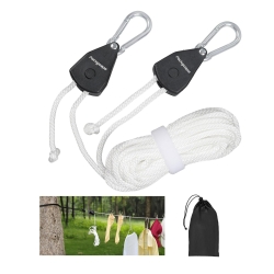 Retractable Travel Clothesline, Portable Clothes Line with Heavy Duty Pulleys & Carabiners, Windproof Clothes Drying Rope for Outdoor Camping, Travel, Indoor Home Use (White, 19 Feet Long)