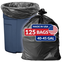 Reli. SuperValue 40-45 Gallon Trash Bags | 125 Count | Made in USA | Heavy Duty | Black Multi-Use Garbage Bags
