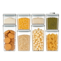 EQI Airtight Food Storage Container with One-Touch Lid, 8-Piece Set (1.3, 2.1, 2.9, 3.6 QT* 2) Stackable Durable BPA-Free for Flour, Cereal & Complete Pantry Organization.