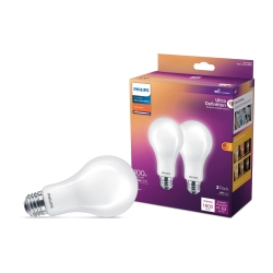 PHILIPS LED 100W A21 2-Pack Ultra Definition Soft White (2700K) 1600 Lumen (13.5W = 100W) Dimmable Frosted Flicker-Free Light Bulbs