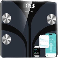 Scales for Body Weight and Fat Percentage with App & Bluetooth, High Precision 0.1lb Digital Bathroom Scales, Analyzes 13 Body Composition Data (Weight, Fat%, Water, BMI), 400 lbs Capacity, Black
