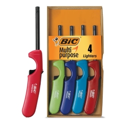 BIC Multi-purpose Classic Edition Lighters, Long Durable Metal Wand, Great For Grills, Fireplaces and Candles, Utility Lighter, Assorted Colors, 4-Count