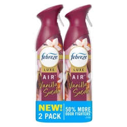 Febreze Air Mist, Air Freshener Spray, Odor Fighting Room Spray, Deodorizer for Home Bathroom Kitchen Office Apartment Dorm Room Classroom, Vanilla Suede, 8.1oz, 2ct