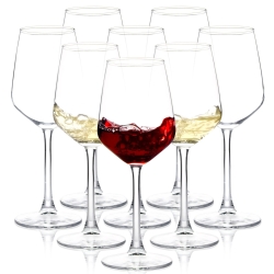 SHYRC Wine Glasses Set of 8, 12oz Clear Red/White, Long Stem Wine Glasses for Party, Wedding and Home