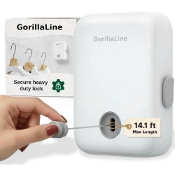 GorillaLine - Retractable Clothesline Indoor Outdoor Clothes Line | Heavy Duty Clothes Drying Laundry Line | Wall Mounted Drying Rack Clothing Line