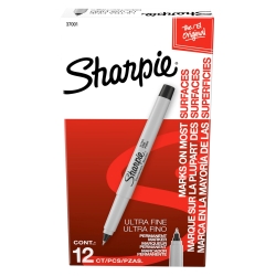 Sharpie Permanent Markers, Ultra Fine Tip, Black, 12 Count - Office Supplies, Quick Drying, Fade Resistant, Ideal for Posters, Drawing, Coloring