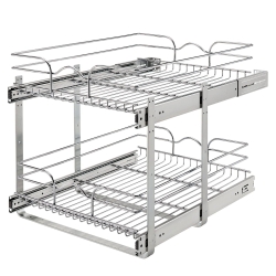 Rev-A-Shelf 2-Tier Kitchen Cabinet Pullout Shelf and Drawer Organizer Slide Out Pantry Storage Basket in Multiple Sizes, 18 x 22 In, 5WB2-1822CR-1