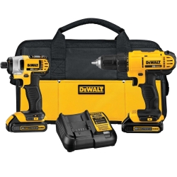 DEWALT 20V MAX Cordless Drill and Impact Driver, Power Tool Combo Kit , Includes 2 Batteries, Charger and Bag (DCK240C2)