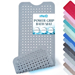 SlipX Solutions Power Grip Bathtub Safety Mat | Precision Grip Technology for Longer, Stronger, & Softer Wet Surface Protection | Solid Gray 39"x16"