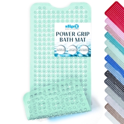 SlipX Solutions Power Grip Bathtub Safety Mat | Precision Grip Technology for Longer, Stronger, & Softer Wet Surface Protection | Clear Light Green 39"x16"
