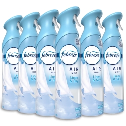 Febreze Air Mist, Air Freshener Spray, Odor Fighting Room Spray, Deodorizer for Home Bathroom Kitchen Office Apartment Dorm Room Classroom, Linen & Sky Scent, 8.1oz (Pack of 6)