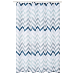 Amazon Basics Bathroom Shower Curtain, Water Resistant Fabric with Weighted Hem, Grommets & Hooks, Machine Washable, 72"x72", Blue Ombre Chevron