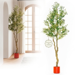 Olive Tree with Realistic Branches - Faux Olive Trees Indoor for Living Room, Conservatory & Office | Faux Plants Indoor Tall Home Decor Modern Fake Tree with Weighted Pot | 6ft Tall | Pimido