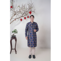 D9 - Men’s Áo Dài Gấm Ngựa Navy Blue. Final sale (no return/exchange).