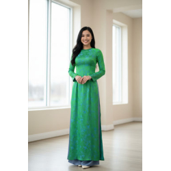 A19 - Áo Dài Gấm Lụa Green/Blue