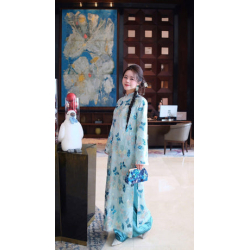 A49 - Set Áo Dài Sequin Blue | Kèm Quần Nhũ. Final sale (no return/exchange).