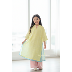 G5 - Girl’s Set Áo Dài Gấm 4 Tà (kèm quần hồng)