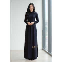 A5 - Set Áo Dài Lụa Tiêu Giao Đen (kèm quần Tiêu Giao)