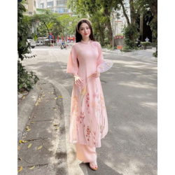 A22 - Set Áo Dài Cách Tân Hồng Pastel | Kèm Quần