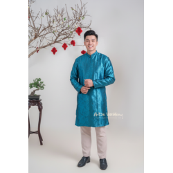D21 - Men’s Áo Dài Gấm Nhũ Blue. Final sale (no return/exchange)