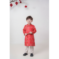 D18 - Boy’s Áo Dài Gấm Ngựa Đỏ/Gold