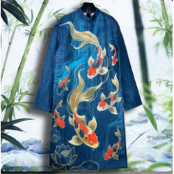 A123 - Men’s Áo Dài Nam In Cá Chép